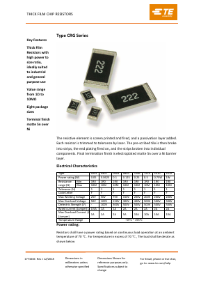 CRG0201200K Datasheet PDF TE Connectivity