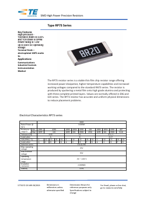RP73PF2A60K4BTDF Datasheet PDF TE Connectivity