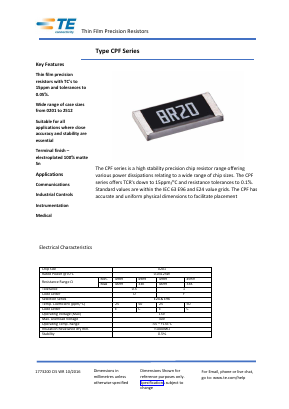 CPF1206D360KC1 Datasheet PDF TE Connectivity