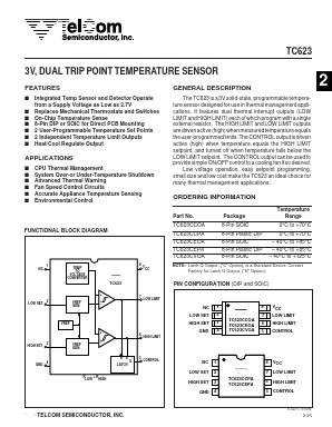 TC623HEPA Datasheet PDF TelCom Semiconductor Inc => Microchip