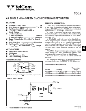 TC429 Datasheet PDF TelCom Semiconductor Inc => Microchip