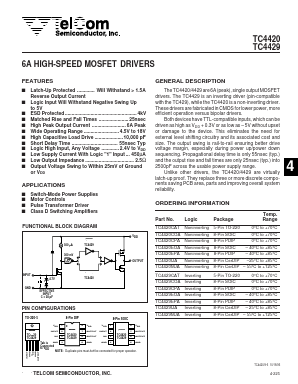 TC4429COA Datasheet PDF TelCom Semiconductor Inc => Microchip