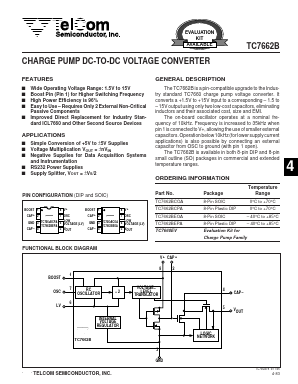 TC7662BEPA Datasheet PDF TelCom Semiconductor Inc => Microchip