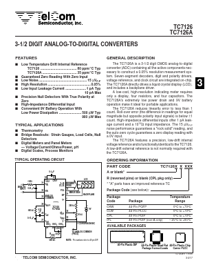 TC7126RCKW Datasheet PDF TelCom Semiconductor Inc => Microchip