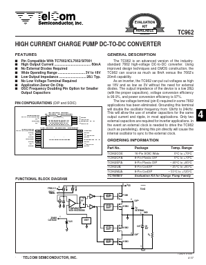 TC962MJA Datasheet PDF TelCom Semiconductor Inc => Microchip
