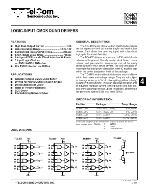 TC4469CPD Datasheet PDF TelCom Semiconductor Inc => Microchip
