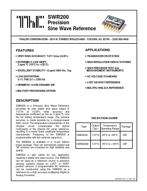 SWR200C Datasheet PDF Thaler Corporation