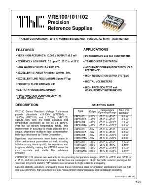 VRE101 Datasheet PDF Thaler Corporation