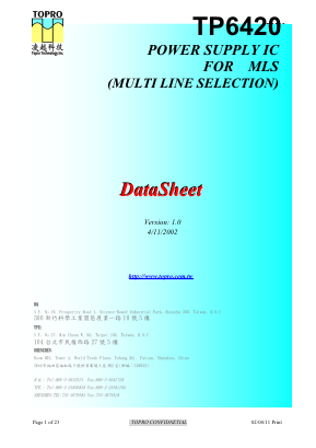TP6420 Datasheet PDF Topro