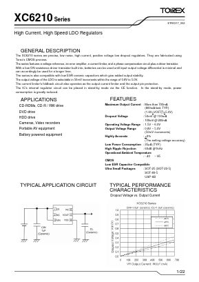 XC6210A Datasheet PDF TOREX SEMICONDUCTOR