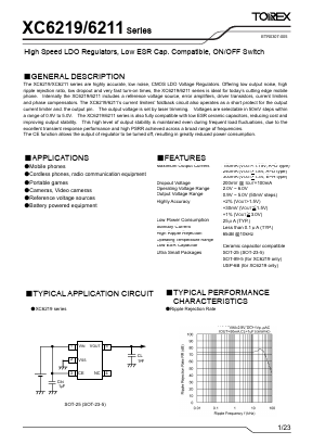 XC6211F17APL Datasheet PDF TOREX SEMICONDUCTOR