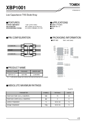 XBP1001-G Datasheet PDF TOREX SEMICONDUCTOR