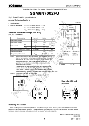 SSM6N7002FU Datasheet PDF Toshiba