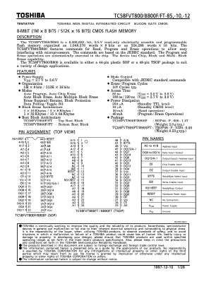 TC58FVT800 Datasheet PDF Toshiba