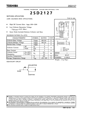 D2127 Datasheet PDF Toshiba