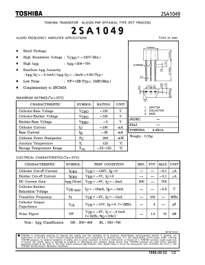 2SA1049 Datasheet PDF Toshiba