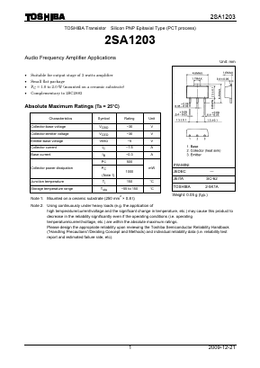 2SA1203O Datasheet PDF Toshiba