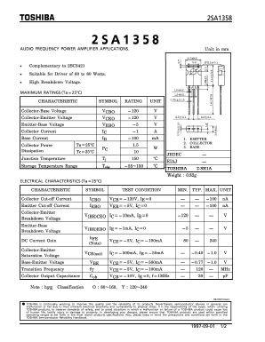 2SA1358 Datasheet PDF Toshiba