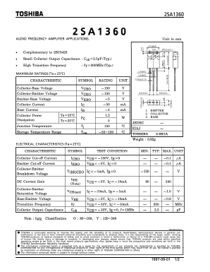 2SA1360 Datasheet PDF Toshiba
