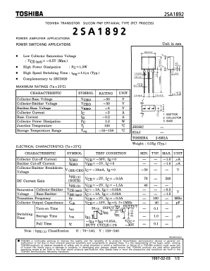 2SA1892 Datasheet PDF Toshiba