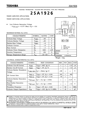 2SA1926 Datasheet PDF Toshiba