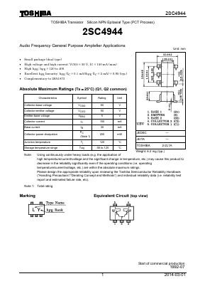 2SC4944-Y(TE85L,F) Datasheet PDF Toshiba