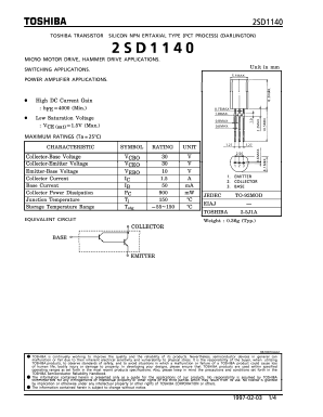 2SD1140 Datasheet PDF Toshiba