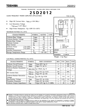 2SD2012 Datasheet PDF Toshiba
