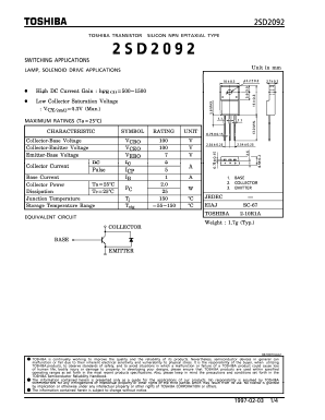 2SD2092 Datasheet PDF Toshiba
