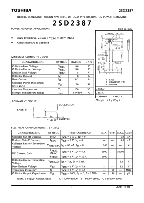 2SD2387 Datasheet PDF Toshiba
