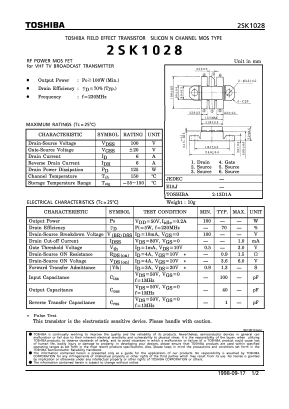 2SK1028 Datasheet PDF Toshiba