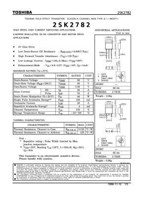 K2782 Datasheet PDF Toshiba