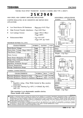 2SK2949 Datasheet PDF Toshiba