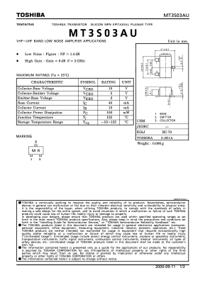 MT3S03AU Datasheet PDF Toshiba