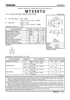 MT3S07U Datasheet PDF Toshiba
