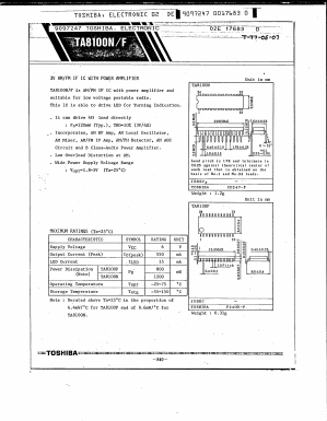 TA8100NF Datasheet PDF Toshiba