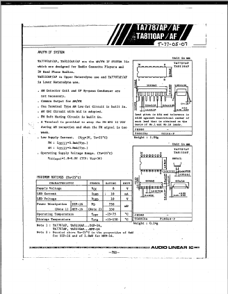 TA7787AP Datasheet PDF Toshiba