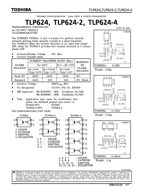 TLP624 Datasheet PDF Toshiba