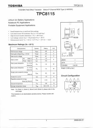 TPC8115 Datasheet PDF Toshiba