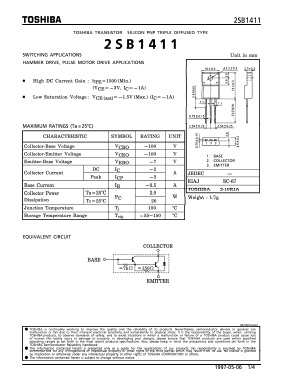 2SB1411 Datasheet PDF Toshiba