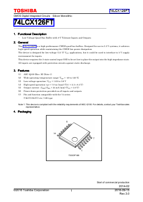 74LCX126FT(AE) Datasheet PDF Toshiba