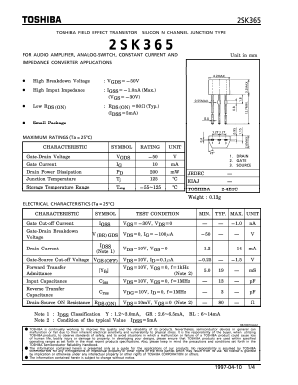2SK365 Datasheet PDF Toshiba