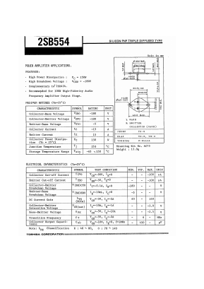 2SB554 Datasheet PDF Toshiba
