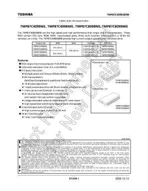 TMP87P809BNG Datasheet PDF Toshiba