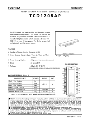 TCD1208AP Datasheet PDF Toshiba