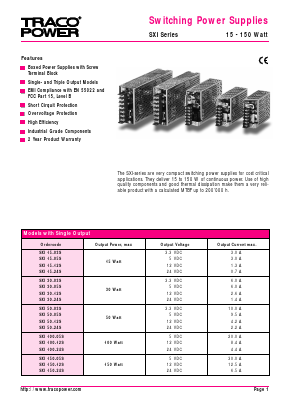 SXI50-05S Datasheet PDF Traco Power