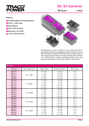 TEF011 Datasheet PDF Traco Power