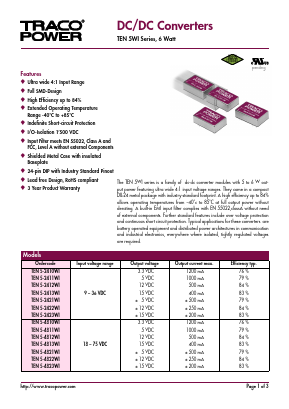 TEN5-2413WI Datasheet PDF Traco Power