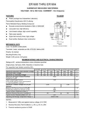 ER1601A Datasheet PDF Transys Electronics Limited