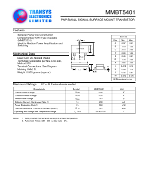 MMBT5401 Datasheet PDF Transys Electronics Limited